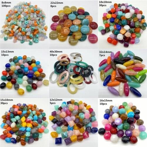 6mm-30mm Imitation Stone Beads Multiple Shape Acrylic Spaced Beads For Jewelry Making DIY Charms Bracelet Necklace Accessories