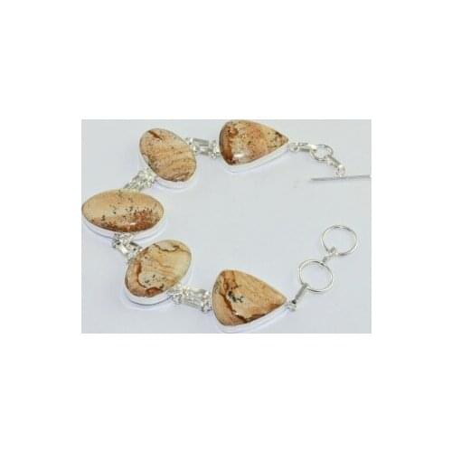 Dendrite Opal Silver Overlay on Copper Bracelet , 24 cm, B1588