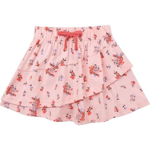 New Summer Floral Print Kids Skirts For Girls Cotton Mini Short Skirt Cute Layered Ruffle Hem A-line Skirt Toddler Girls Clothes