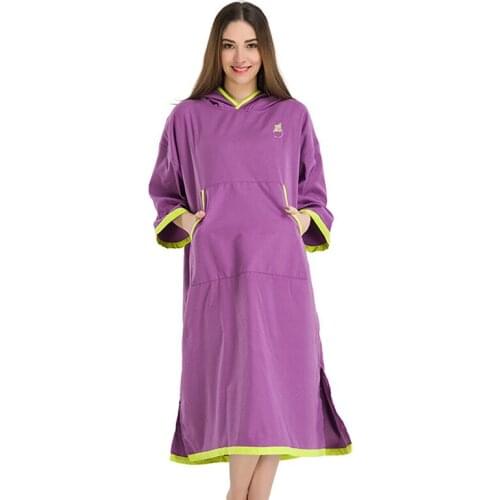 Purple LOGO Embroidery Changing Robe Bath Towel Outdoor Adult Hooded Beach Towel Poncho Bathrobe Towels Women Man Bathrobe LST