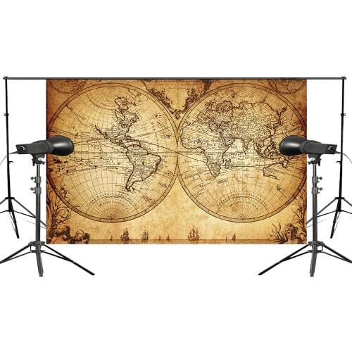 Exquisite Ancient World Map Photography Background Retro Photo Studio Backdrop 150x210cm Room Mural