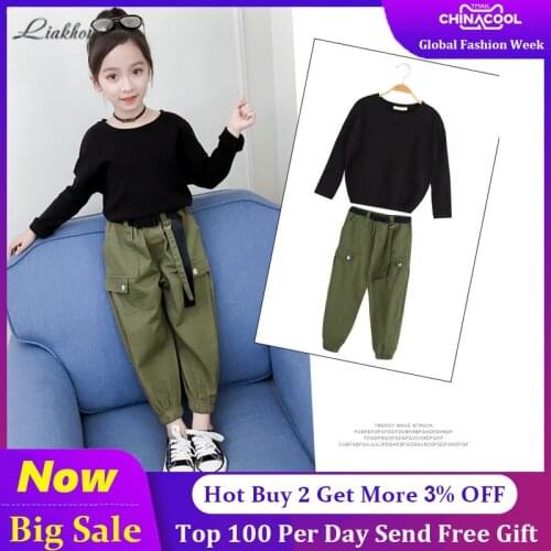 2020 Teenage Girls Clothing Set Summer Girls Clothes 2PCS Set T-shirt+Pants Outfits Suits For Girls Clothes 6 7 10 11 12 14 Year