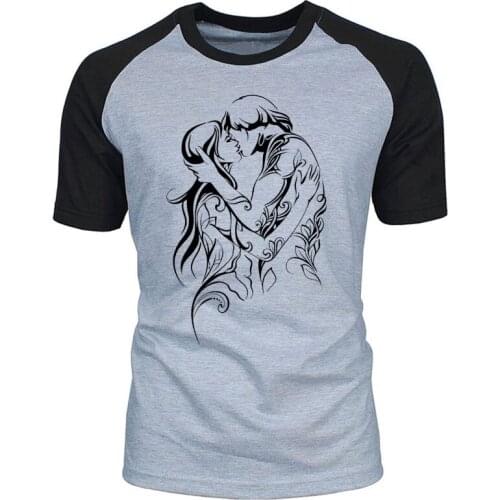 Love Couple Love Romantic Printing O-neck 100% Cotton Tshirt Tee Casual Loose Size New Summer Fashion Mens T Shirt