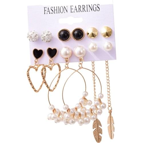 6 Pairs Crystal Leaf Charms Earrings Womens Girls Small Set Hypoallergenic Wedding Bridesmaid Jewelry Ear Studs Xmas Gifts