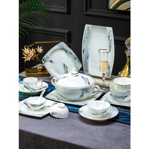 Luxury dinnerware set plates tableware bone china dinner set dinnerware set spoon set kitchen accessories kitchen table set
