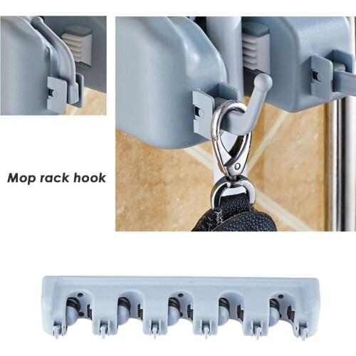 Wall Mounted Storage Mop Holder Brush Broom Hanger Internal Friction Grip and Hook Storage Rack With Mounted Accessory