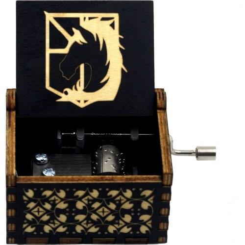 New Wooden Hand Crank Music Box Attack On Giants Boyfriend Girlfriend Gift Castle In The Sky Happy Birthday