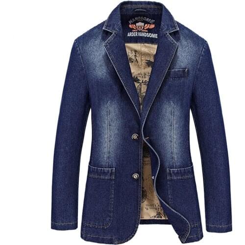 New New Spring Casual Denim Suit Mens Windbreaker Military Jean Jackets Coats Male Slim Fit Cowboys Outerwear Plus Size M-4XL