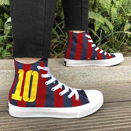 Wen Original Soccer Jersey Football Number 10 Adult Design Hand Painted Athletic Shoes High Top Men Womens Canvas Shoes Sneaker