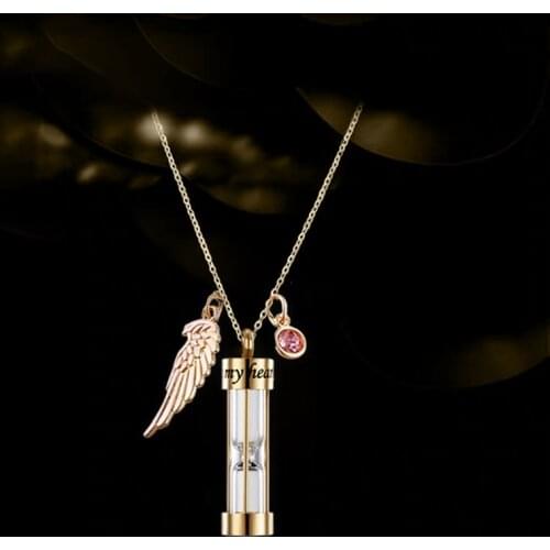 Time Memory Hour Glass Glass Cremation Urn Pendant for Ashes Urn Jewelry Timer Sand Cremation Necklace Keepsake Memorial Jewelry