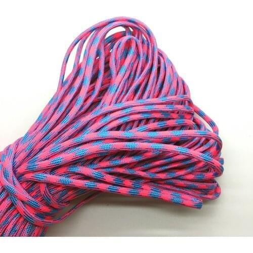 10yds/Lot Mxi color Paracord Bracelets Rope 7 Strand Parachute Cord CAMPING HiKING #Rose+light blue
