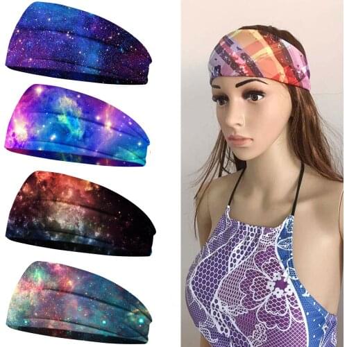 Galaxy Print Headband Women Men Sweatband Elastic Bandanas Star Hair Band Boys Girls Headwear Fashion Headwrap Hair Accessories