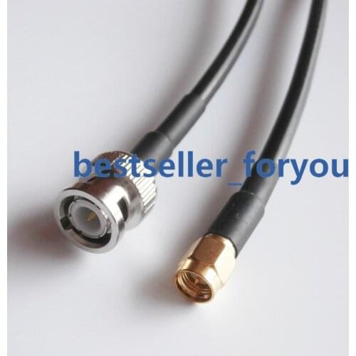 Connector BNC Male To SMA Male Plug Straight Crimp RG58 Rf Cable Jumper Pigtail 3feet 1M