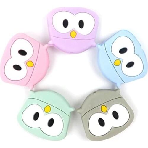 Silicone Teething Beads Owl Cartoon Baby Toys Cartoon Angry Of Bird DIY Pacifier Clips BPA Free Baby Teethers