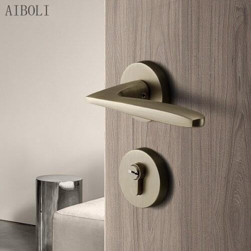 Door Lock Indoor Household Room Door Lock Bedroom Split Wooden Door Handle American Handle Lock Simple Room Silent Door Lock