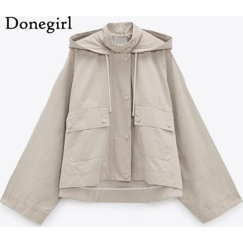 2021 Spring Autumn Womens Hooded Jacket Coat Casual Pockets Zipper Outwear Loose Solid Tops Female Chaqueta Mujer