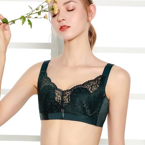 Womens Soft Steel Ring Cotton Bra Adjustable XL Ultra-thin Underwear Gathered Up Bra Comfortable Black Bra