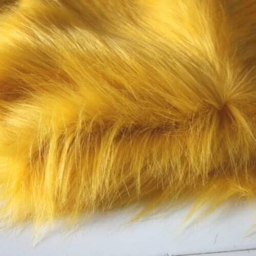 Golden yellow 9cm long plush fur fabric cabinet table cloth display background cloth Cosplay clothing props wool cloth material