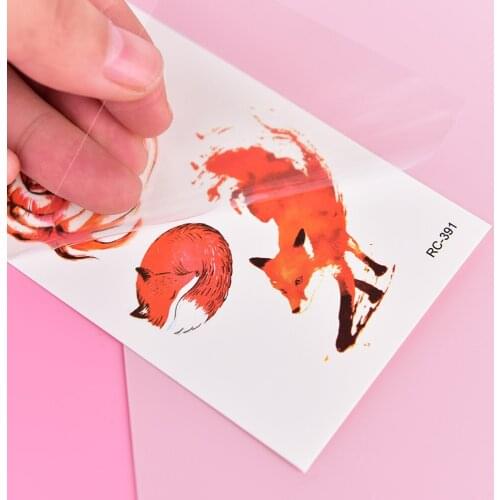 1 Sheet Stickers Waterproof Fox Temporary Tattoo Sticker For Women Men Fashion Body Art Adults Hand Fake Tatoo