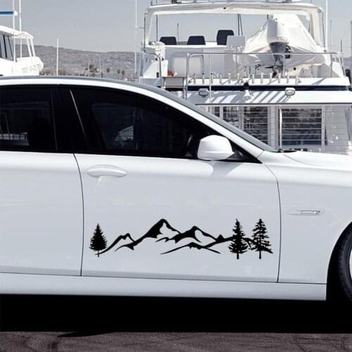 1pc 100cm Tree Mountain Forest Car Sticker SUV RV Camper Offroad PET Reflective Material Decal Black/White