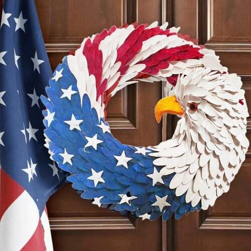 1PC American Eagle Wreath Independence Day Door Hanging Wreath DIY Artificial Garland Decor Patriotic Home Decoration Easy Clean