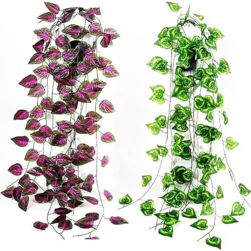 1 Pcs Home Artificial Fake Plant Leaf Hanging Vine Decoration Vivid Rattan Leaf Garland Garden DIY Stage Party Wedding Decor