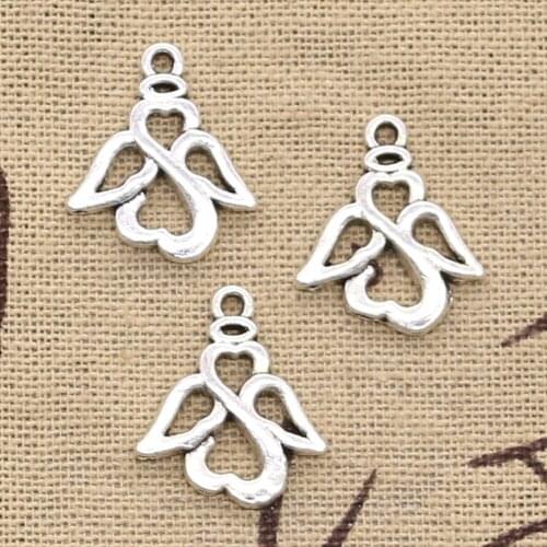15pcs Charms Lovely Angel 19x17mm Antique Silver Color Plated Pendants Making DIY Handmade Tibetan Silver Color Finding Jewelry