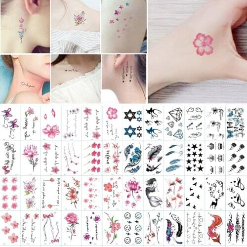 30pcs/Set Flower Temporary Tattoo Sticker for Women Men Fake Tatoo Body Art Adult Waterproof Hand Stickers 5.8cm x 9.8cm #287862