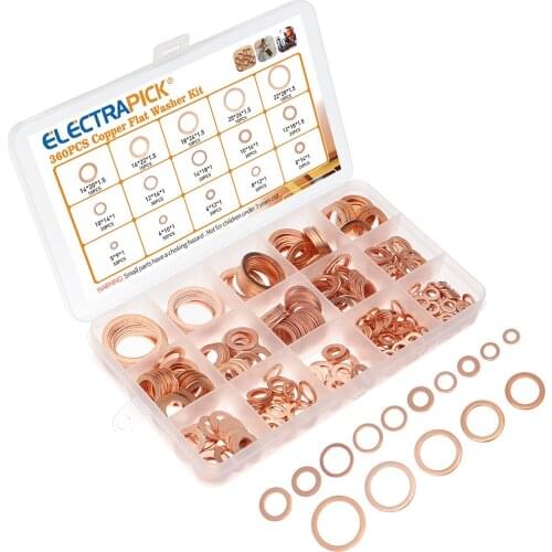 360/220/180pcs Copper Washer Sealing Solid Gasket Sump Plug Oil For Boat Crush Flat Seal Ring Tool Hardware Accessories