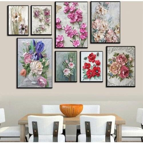 5D Diy Diamond Painting Abstract Painting Wall Art Flower Posters and Prints Diamond Embroidery for Living Room Home Decoration