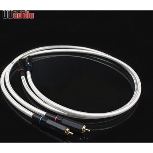 1 pair Hifi RCA Audio cable Self-locking RCA plugs Signature OFC Silver-Plated Interconnect Cable