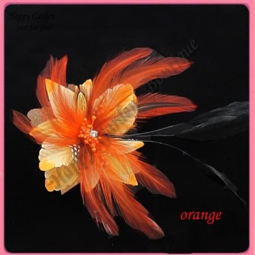 Free shipping!12pcs/lot 4'' wedding party feather flowers lapel pin brooch pin hair alligator clip