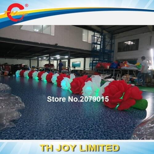 Free shipping inflatable rose chain flower for stage backdrop / factory direct sell LED inflatable flower chains for wedding