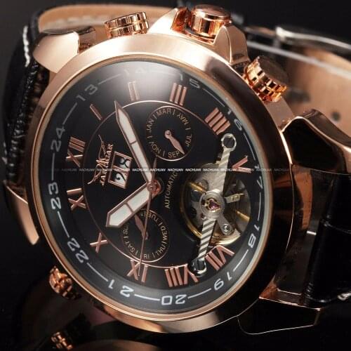 2015 Relojes Hombre Men Fashion Automatic Mechanical Date Colors Dress Leather Wrist Watch luxury Watch Saat Reloj Golden Watch