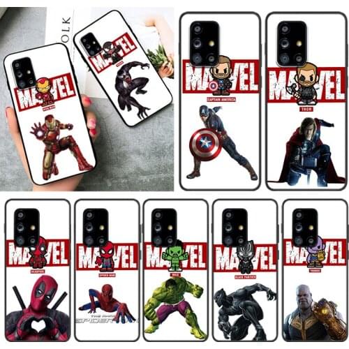 Marvel superhero Sign For Samsung A01 02 02S 11 12 21 21S 22 31 32 41 42 51 72 S20 Ultra Plus 4G 5G Black phone Case
