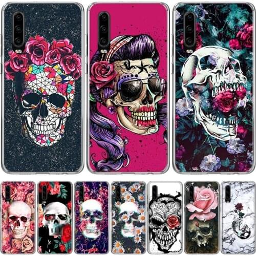 Floral Flower Skull Phone Case for Huawei P40 P30 P20 Mate 30 20 10 Pro P10 Lite P Smart Z + 2019 Gift Coque Cover Capa