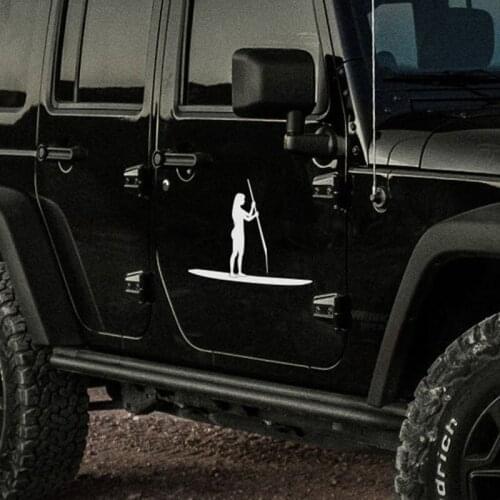 Black/Sliver Stand up Paddle Girl Camper Car Sticker Small/Big Size Removable Waterproof Window Body Decal CL954