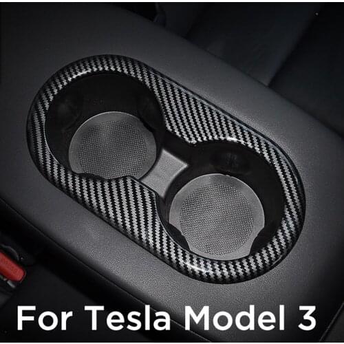 Water Cup Slot Decorative Cover For Tesla Model3 Rear Seat Water Cup Frame Cover Sticker Car Modification Parts ABS Plastic