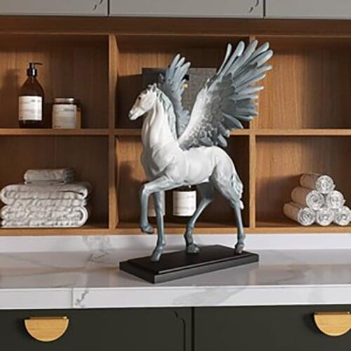Modern Home Decor Pegasus Sculpture Ornament Home Garden Large Statue Room Decoration Accessories Animal Figurines Gift Figurine
