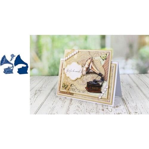 Gramophone trumpet flower metal cutting mold scrapbook diary decoration mold embossing template DIY greeting card Albums 2021