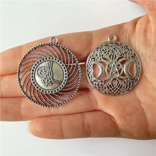 JunKang 10pcs Turkish Disc Double Moon Knife Star Pendant for Jewelry Making DIY Handmade Bracelet Necklace Accessories