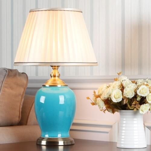 Ceramic table lamp American modern minimalist bedroom bedside lamp living room dimming household