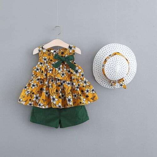 Girl Clothing Set Girls Summer Suit 0-3 Years Old Baby Floral Sleeveless Two-piece Shirt+ Pants Baby Child Tracksuit A92057
