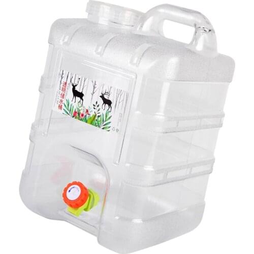 Water Container with Handle and Spigot, BPA Free Portable Water Carrier Bucket, Reusable Plastic Water Storage Jug, 15L