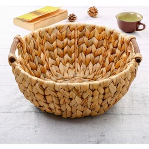 Creative Rattan Straw Fruit Baskets Decorative Handle Storage Baskets Bread Baskets Wicker Picnic Basket