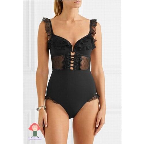 Swimsuit Women 2020 1 Piece One May Female Beach Large Size Peice Web Suit Word Caramel Color At Solid Cotton Sierra Surfer maiô