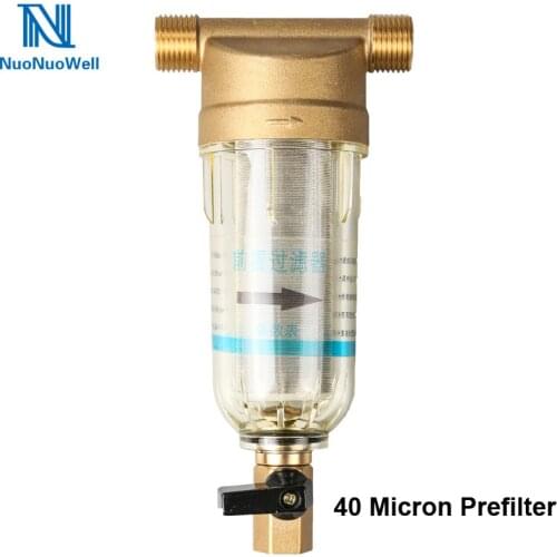 NuoNuoWell Brass Water Prefilter 3/4" 1/2'' BSP Male Thread Connector Irrigation Filter 40 Micron Purifier Protect Appliance