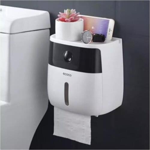 LEDFRE Waterproof Toilet Paper Holder Cover Wall Mounted Plastic Roll Tissue Box Suction Cup Shelf Storage Holder LF82003B
