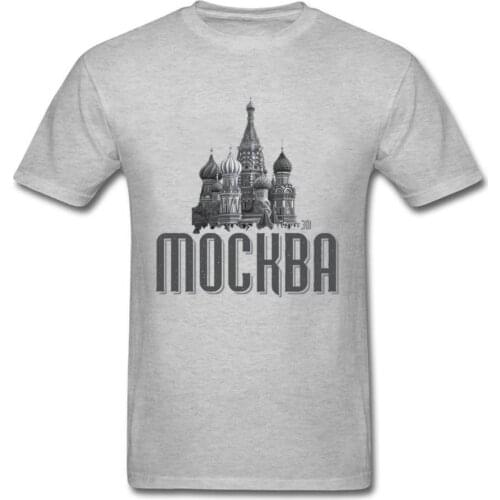 T-shirt Men Grey Tshirt Mockba Moscow T Shirts Classic Buildings Print Tops Casual Male Tees Family Treval Team Clothes Cheap
