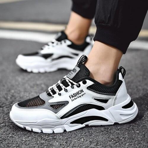 2021 Mens Summer New Hollow Mesh Running Shoes Mens Youth Fashion Casual Shoes Breathable Lightweight White Sports Shoes